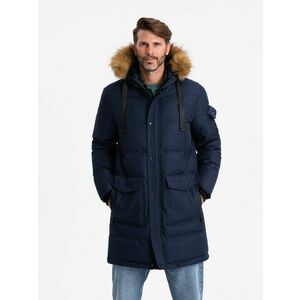 Ombre Clothing Téli sötét kék parka kabát V1 JALP-0182 kép