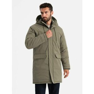 Ombre Clothing Klasszikus oliva zöld parka kabát V3 JALP-0166 kép