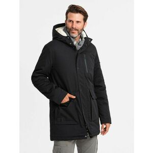 Ombre Clothing Trendi fekete téli parka kabát V4 JALJ-0181 kép