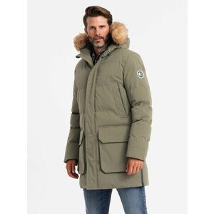 Ombre Clothing Modern oliva zöld téli parka kabát V4 JALJ-0184 kép