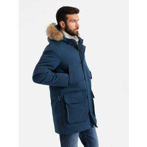 Ombre Clothing Modern sötét kék téli parka kabát V5 JALJ-0184 kép