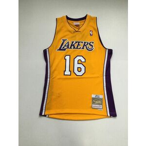 Mitchell & Ness Los Angeles Lakers #16 Pau Gasol Gold Jersey gold kép