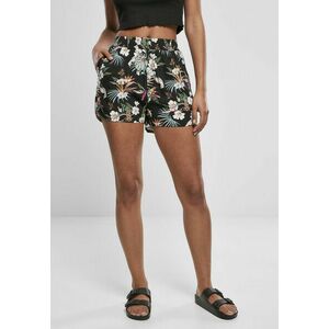 Urban Classics Ladies AOP Viscose Resort Shorts black tropical kép