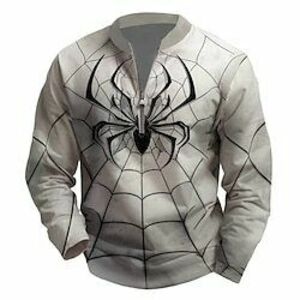 Újév Férfi SPIDER Henley ing Hosszú ujj póló Nyomtatott Álló gallér Henley nyakörv Ing Divat Napi Szabadtéri Hétköznapi Napi Szürke Tavasz Ősz Tél Ruházat Szabályos S M L XL XXL XXXL Lightinthebox kép