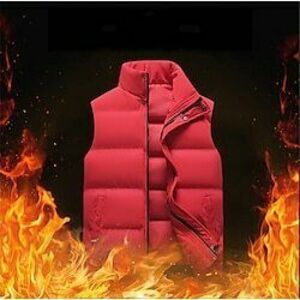 Férfi Puffer Vest Prsluk Gilet Napi Randi Vakáció Divat Alkalmi Ősz tél Zseb Poliészter Melegen tartani Kényelmes Tömör szín Cipzár Állógallér Normál Fekete Rubin Mellény Lightinthebox kép