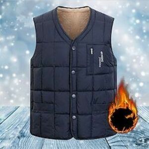 Férfi Puffer Vest Polár mellény Prsluk Gilet Napi Randi Vakáció Divat Alkalmi Ősz tél Zseb Poliészter Melegen tartani Kényelmes Tömör szín Egysoros V-alakú Normál Fekete Medence Mellény Lightinthebox kép