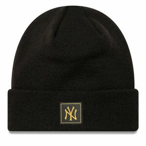 Sapka New Era New York Yankees Metallic Badge Black Cuff Knit Beanie 60424815 Fekete kép