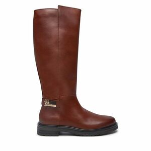 Lovaglócsizma Tommy Hilfiger Th Logo Leather Long Boot FW0FW08335 Barna kép