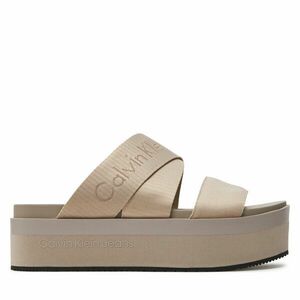 Papucs Calvin Klein Jeans Flatform Sandal Webbing In Mr YW0YW01361 Bézs kép