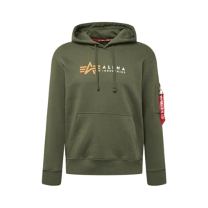 ALPHA INDUSTRIES Tréning póló sötétzöld / világos narancs / piros / fehér kép