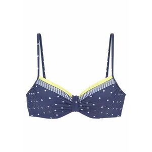 LASCANA Bikini felső tengerészkék / limone / fehér kép