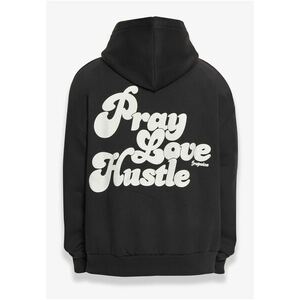 Dropsize Tréning póló 'Pray Love Hustle' fekete / fehér kép