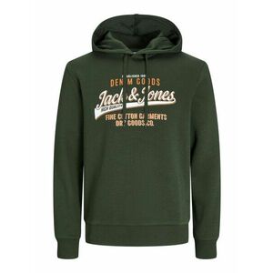 JACK & JONES Tréning póló sötétzöld / narancs / fehér kép