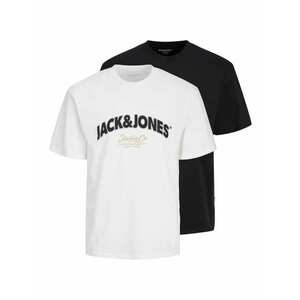 JACK & JONES Póló 'BRONX' világos bézs / világos-rózsaszín / fekete / fehér kép