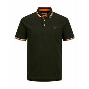 Jack & Jones Plus Póló 'JJEPaulos' sötétzöld / narancs / fehér kép