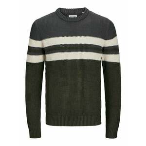 JACK & JONES Pulóver 'JJSander' sötétszürke / sötétzöld / gyapjúfehér kép