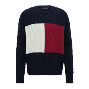 TOMMY HILFIGER Pulóver ekrü / tengerészkék / burgundi vörös kép