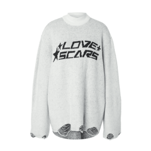 Love Scars Oversize pulóver fekete / fehér / piszkosfehér kép