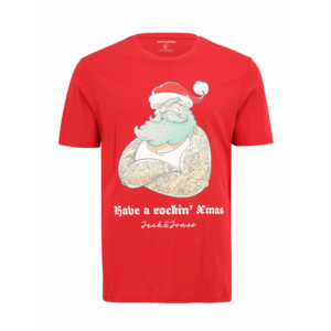 Jack & Jones Plus Póló 'JJXMAS FUNNY' menta / rubinvörös / fekete / fehér kép