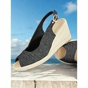 női fekete peep-toe wedge espadrillek slingback pánttal, kényelmes nyári szandálok tengerparti nyaraláshoz, hétköznapi kirándulásokhoz és mindennapi viselethez Lightinthebox kép