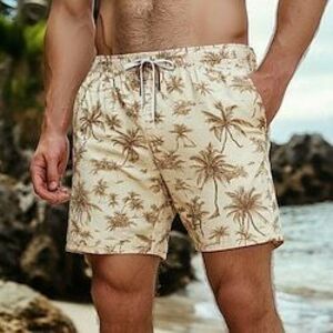 Férfi Kókuszfa Trópusi növények Rövidnadrágok Nyári rövidnadrág Strand rövidnadrág Közepes csípő Utcai sikk Hawaii Hétköznapi Napi Szabadság Zseb Zsinór Rugalmas derék Tervező Ruházat Lightinthebox kép