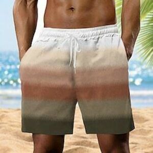 Férfi Színes Színátmenet színe Izzadt nadrág Strand rövidnadrág Terry Shorts Közepes csípő Szüret Alkalmi Napi Szabadság Utcai öltözék Zsinór Rugalmas derék 3D nyomtatás Tervező Ruházat Lightinthebox kép