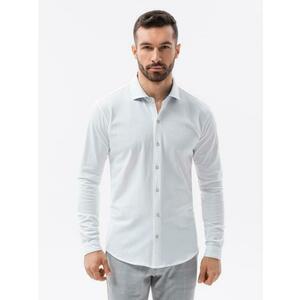 Férfi SLIM FIT póló dekoratív anyagból - kék V1 kép