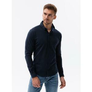 Férfi SLIM FIT póló dekoratív anyagból - kék V1 kép