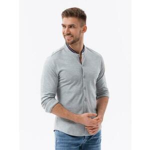 Férfi SLIM FIT ing dekoratív anyagból - kék V1 kép