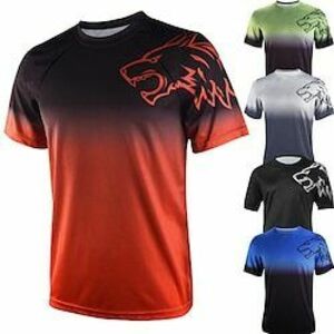 Férfi Rövid ujjú Downhill Jersey Gradiens Farkas Kerékpár Felsők Hegyi biciklizés Országúti biciklizés Erdőzöld Fekete Zöld Spandex Poliészter Légáteresztő Gyors szárítás Nedvességelvezető Sport Lightinthebox kép