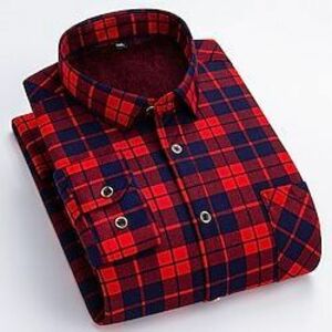 Férfi Ing Flannel ing Check Shirt Galléros ing Gombos póló Tartán Esküvő Munka Sárga Rubin Medence Lóhere Hosszú ujj Térfogatcsökkenés Tavasz Ősz tél Ruházat Színes Lightinthebox kép