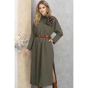 Khaki zöld ruha jersey midi bő szabású kép