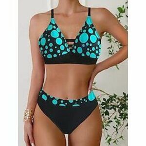 Női Fürdőruha Bikini 2 darab Merész Fürdőruha Nyitott hátú Vékony Szabadság Strandruházat Grafika V-alakú Ujjatlan Fürdőruhák Lightinthebox kép