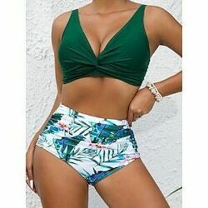 Női Fürdőruha Bikini 2 darab Merész Fürdőruha Nyitott hátú Vékony Szabadság Strandruházat Virágos Grafika U-alakú Ujjatlan Fürdőruhák Lightinthebox kép