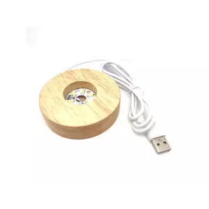 Lámpa fa talpas fehér USB 8cm kép