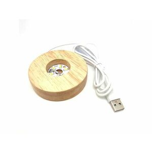 Lámpa fa talpas fehér USB 10cm kép