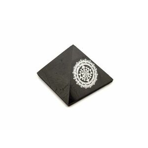 Shungit piramis sri yantra ezüst matricás 6cm kép