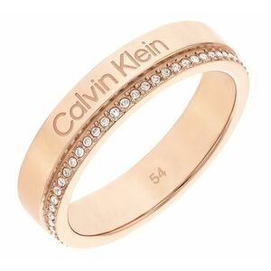 Calvin Klein Calvin Klein Aranyozott gyűrű kristályokkal Minimális Linear 35000202 52 mm kép