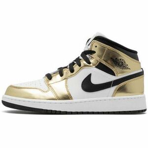 Divat edzőcipők Nike Air Jordan 1 Mid White Metallic Gold kép