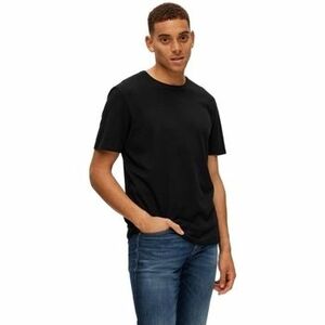 Pólók / Galléros Pólók Selected Noos Pan Linen T-Shirt - Black kép