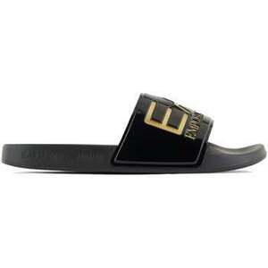 strandpapucsok Ea7 Emporio Armani Visibility Logo Slides Shiny Black/Gold kép