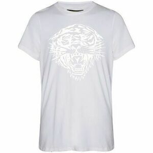 Rövid ujjú pólók Ed Hardy Tiger glow tape crop tank top white kép