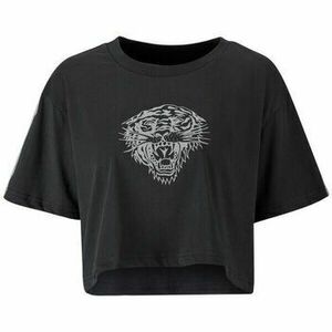 Rövid ujjú pólók Ed Hardy Tiger glow crop top black kép