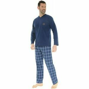 Ruhák Christian Cane PYJAMA LONG COL V BLEU DORIAN kép