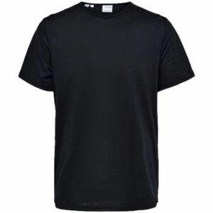 Pólók / Galléros Pólók Selected T-Shirt Bet Linen - Black kép