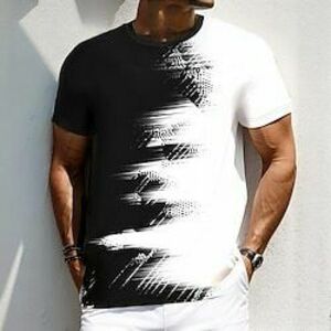 Férfi Ombre Gradiens Póló Rövid ujjú póló 3D nyomtatás Terített nyak Ing Divat Napi Utca Napi Fekete / fehér Nyár Tavasz Ruházat S M L XL XXL XXXL Lightinthebox kép