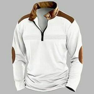 Férfi Quarter Zip Polo Golfing Napi Szabadság Negyed irányítószám Hosszú ujj Divat Modern Színes Kollázs Tavasz Ősz Normál Fekete Fehér Rózsaszín Rubin Égszínkék Barna Quarter Zip Polo Lightinthebox kép