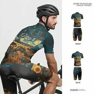 Férfi Keréspáros dzsörzé nadrággal Rövid ujjú Hegyi biciklizés Országúti biciklizés Fekete Fehér Sárga Virágos / Botanikus Bicikli Spandex Sport Virágos / Botanikus Ruházat Lightinthebox kép