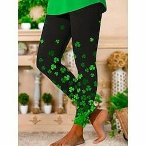 női szt. patrick's day leggings lóhere teljes hosszúságú fekete ősz Lightinthebox kép