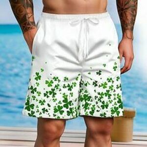 Szt. Patrik nap Férfi Négylevelű lóhere Úszónadrág Deszkás short Úszónadrágok Közepes csípő Hawaii Alkalmi Szabadság Oldalzsebek Hálós bélés Elasztikus húzózsinóros derékrész Tervező Ruházat Lightinthebox kép